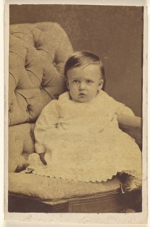 baby seated in a chair; W.P. Egbert, American, active Davenport, Iowa 1829,1830 - 1903, 1870 - 1875; Albumen silver print