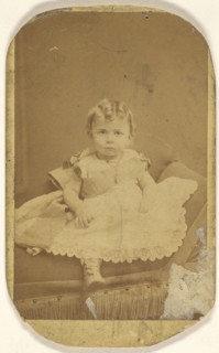 infant girl, seated; Gustav A. Flach, American, active 1860s, about 1880; Albumen silver print