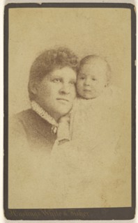mother and child, printed in vignette-style; Hastings & White & Fisher; about 1885; Albumen silver print