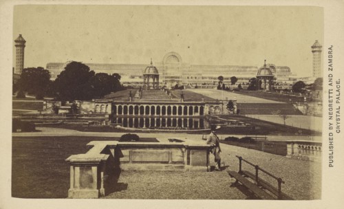 Exterior long view of The Crystal Palace building and grounds; Negretti & Zambra, British, active 1850 - 1899, negative 1855