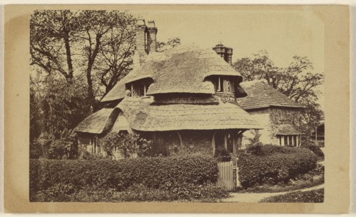 Exterior view Circular Cottage, Blaise Hamlet; British; 1867; Albumen silver print