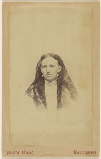 woman wearing a veil, printed in vignette-style; Richard Walzl, American, 1843 - 1899, active Baltimore, Maryland, 1865-1875