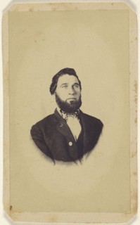 man with beard sans moustache, printed in vignette-style; American; 1870 - 1875; Albumen silver print