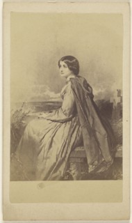 painting of a woman seated in a cemetery; 1865 - 1875; Albumen silver print