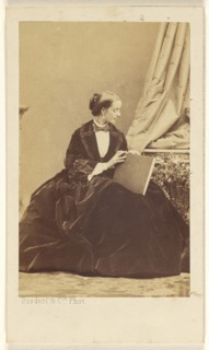 woman seated with a folio in her lap; Disdéri & Cie; 1862 - 1866; Albumen silver print