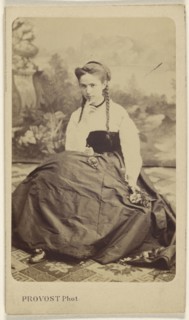 young woman in pigtails, seated; A. Provost, French, active Toulouse, France 1860s - 1870s, 1865 - 1870; Albumen silver print