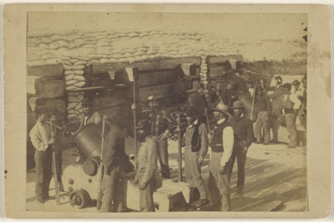 Mortar Battery in Lulliwin's Island 1861; American; 1861; Albumen silver print