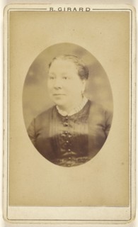 woman, printed in quasi-oval style; R. Girard, French, active Paris, France 1859 - 1860s, about 1880; Albumen silver print