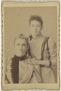 Mother seated, daughter standing; 1875 - 1880; Albumen silver print