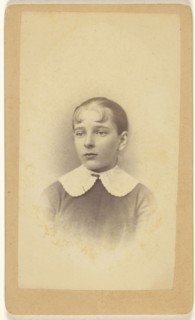 young girl, printed in vignette-style; D.A. Frommeyer, American, active Hanover, Pennsylvania 1860s, 1865 - 1875; Albumen