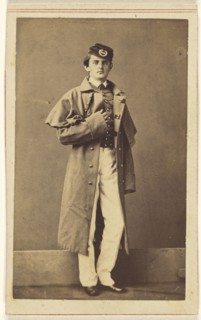 Union soldier wearing a heavy coat, standing; Charles DeForest Fredricks, American, 1823 - 1894, 1862; Albumen silver print