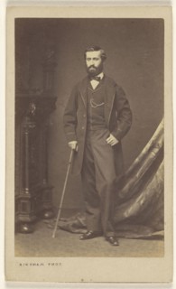 bearded man with walking stick, standing; Robert Jefferson Bingham, British, 1824 - 1870, about 1865; Albumen silver print