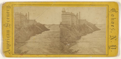 Falls from R.R. Bridge. Cohoes, New York; American; about 1870; Albumen silver print