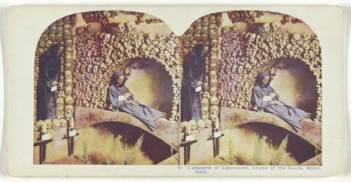 Catacomb of Cappuccini, Chapel of the Skulls, Rome, Italy; about 1910; Color Photomechanical