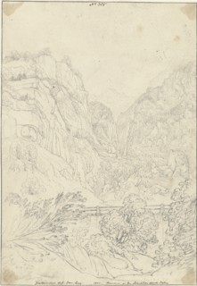 Ravine in the Simplon opposite Isella; Sir John Frederick William Herschel, British, 1792 - 1871, September 1, 1821; Graphite