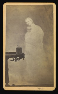 Mr. Chapin, oil merchant - & his spirit wife & babe recognized; William H. Mumler, American, 1832 - 1884, Boston, Massachusetts