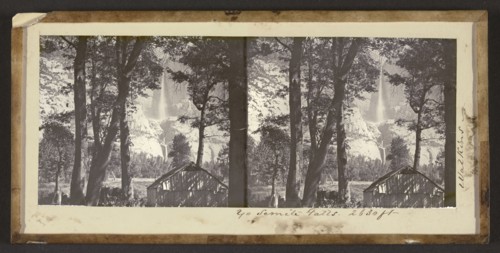 Yo Semite Falls. 2630 ft; Carleton Watkins, American, 1829 - 1916, July 1861; Stereograph, glass; 6 x 13.2 cm