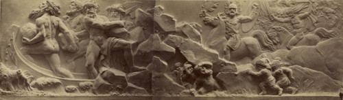 Giants Hurl Boulders at Gods; Ernst Alpers, German, active Hannover, Germany about 1867, Hanover, Germany; 1867; Albumen silver
