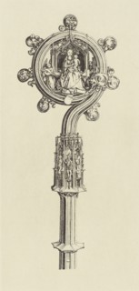 Design for a Staff by Martin Schongauer; Édouard Baldus, French, born Germany, 1813 - 1889, Paris, France; 1866; Heliogravure