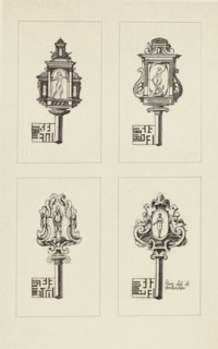 Design for Keys by Androuet du Cerceau; Édouard Baldus, French, born Germany, 1813 - 1889, Paris, France; 1866; Heliogravure