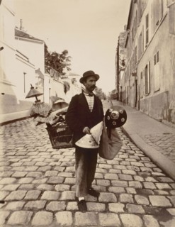 Lampshade Vendor, rue Lepic; Eugène Atget, French, 1857 - 1927, 1901; Albumen silver print