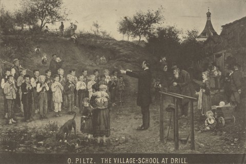 O. Piltz - The Village School at Drill; late 19th century; Collotype; 16.5 × 24.7 cm, 6 1,2 × 9 3,4 in