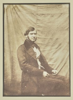 Portrait of a Seated Man; Hippolyte Bayard, French, 1801 - 1887, about 1840 - 1849; Salted paper print; 15.9 x 11.5 cm