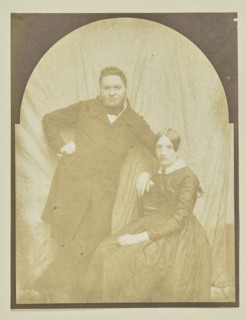Portrait of man and woman; Hippolyte Bayard, French, 1801 - 1887, about 1840 - 1849; Salted paper print; 16.8 x 12.9 cm