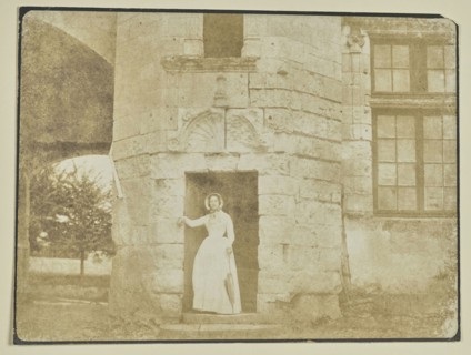 Woman in Entryway of Tower; Hippolyte Bayard, French, 1801 - 1887, about 1840–1849; Salted paper print; 12.2 × 16.3 cm