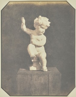 Statuette of a Boy with Raised Arm; Hippolyte Bayard, French, 1801 - 1887, about 1845–1848; Salted paper print; 19.4 × 14.8 cm
