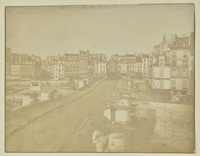 Pont Neuf with Chevalier optician shop; Hippolyte Bayard, French, 1801 - 1887, Paris, France; 1849; Salted paper print; 19.2