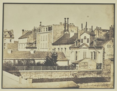 Rooftops and houses, Batignolles; Hippolyte Bayard, French, 1801 - 1887, Paris, France; 1845; Albumenized salted paper print
