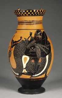 Pitcher with Herakles Wrestling Triton; Chiusi Painter, Greek, active 520 - 510 B.C., Athens, Greece; about 520 - 510 B.C