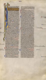 Inhabited Initial I; Sens, or, France; about 1170 - 1180; Tempera colors, gold leaf, and ink on parchment; Leaf: 44.3 x 29.1 cm