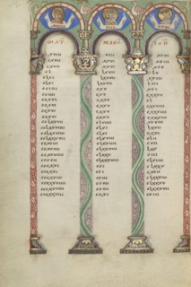 Canon Table Page; Helmarshausen, Germany; about 1120 - 1140; Tempera colors, gold, and silver on parchment; Leaf: 22.9 x 16.5 cm