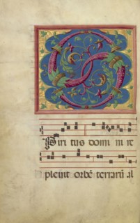 Decorated Initial S; Rome, Lazio, Italy; late 15th or early 16th century; Tempera colors, gold leaf, and ink on parchment bound