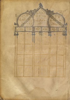 Canon Table Page; Nicomedia, or, Turkey; early 13th century; Tempera colors and gold leaf on parchment; Leaf: 20.6 x 14.9 cm