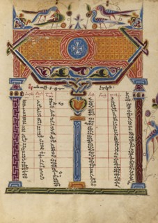Canon Table Page; Mesrop of Khizan, Armenian, active 1605 - 1651, Isfahan, Persia; 1615; Tempera colors, gold paint, and gold