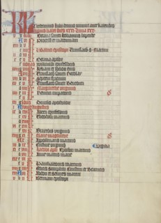 Calendar Page; Vienna, Austria; about 1420 - 1430; Tempera colors, gold leaf, and ink on parchment; Leaf: 41.9 x 31 cm