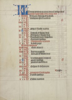 Calendar Page; Vienna, Austria; about 1420 - 1430; Tempera colors, gold leaf, and ink on parchment; Leaf: 41.9 x 31 cm
