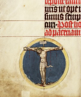 Small roundel with the crucified Christ; Master Michael, Austrian, active about 1420 until the mid-15th century, Vienna