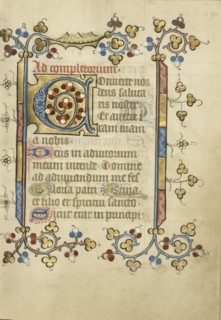Decorated Initial C; Utrecht, probably, Netherlands; about 1405 - 1410; Tempera colors, gold leaf, and ink on parchment; Leaf