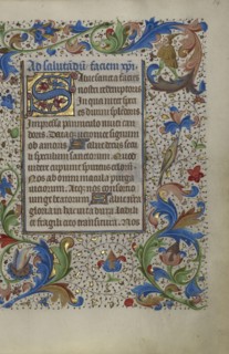 Decorated Initial S; Ghent, probably, Belgium; about 1450 - 1455; Tempera colors, gold leaf, and ink on parchment