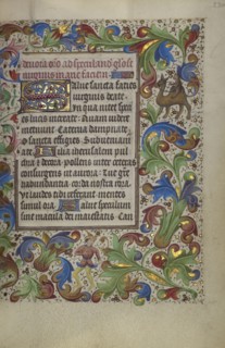 Decorated Initial S; Ghent, probably, Belgium; about 1450 - 1455; Tempera colors, gold leaf, and ink on parchment