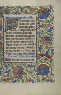Decorated Initial S; Ghent, probably, Belgium; about 1450 - 1455; Tempera colors, gold leaf, and ink on parchment