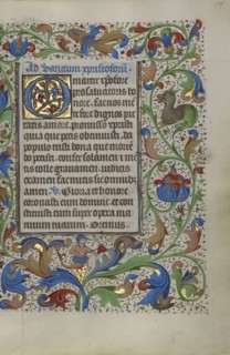 Decorated Initial O; Ghent, probably, Belgium; about 1450 - 1455; Tempera colors, gold leaf, and ink on parchment