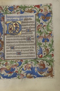 Decorated Initial D; Ghent, probably, Belgium; about 1450 - 1455; Tempera colors, gold leaf, and ink on parchment
