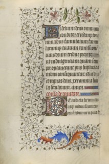 Decorated Initial F; Decorated Initial B; Paris, France; about 1415 - 1420; Tempera colors, gold paint, gold leaf, and ink