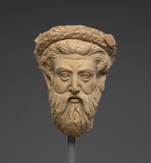Head of a Bearded Man; Taras, Tarentum, South Italy; 300 - 250 B.C; Terracotta; 11.5 × 8.2 cm 4 1,2 × 3 1,4 in