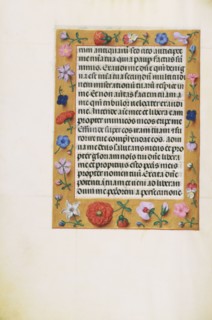 Decorated Text Page; Bruges, Belgium; about 1510 - 1520; Tempera colors, gold, and ink on parchment; Leaf: 23.2 × 16.7 cm